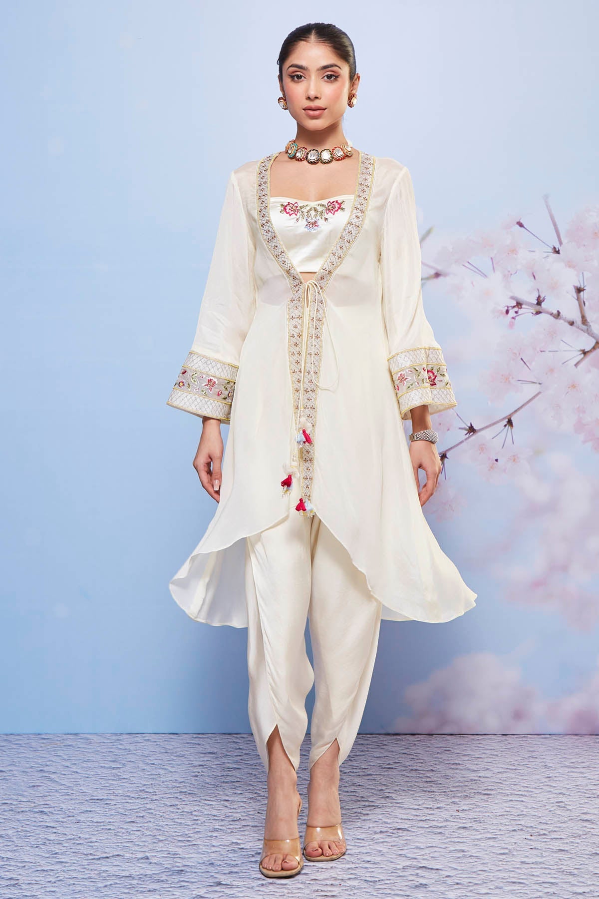 Buy Ivory Jacket & Dhoti Set Online